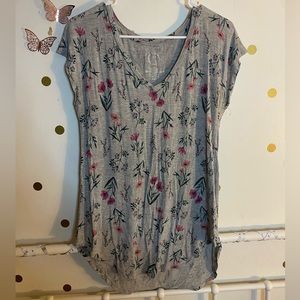 Grey floral tunic t-shirt